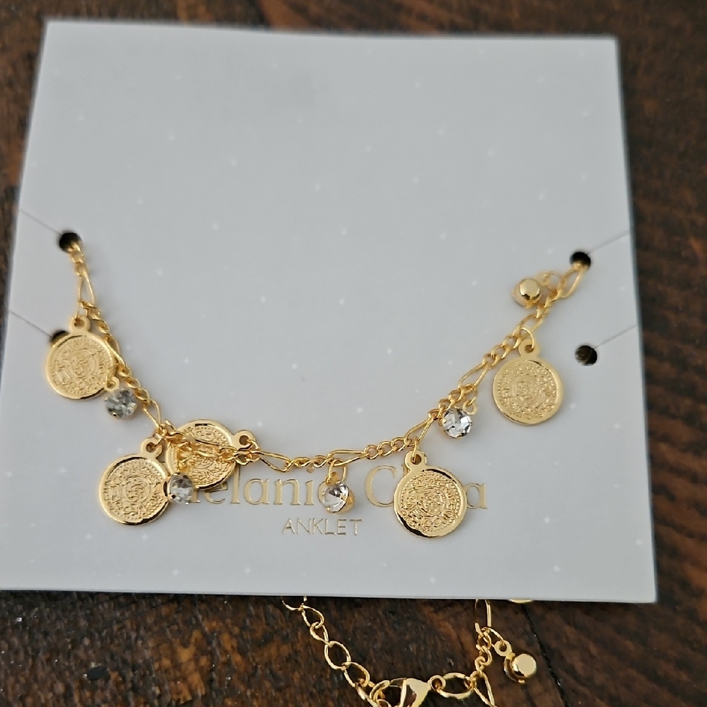 Gold Charm Bracelet with Sparkling Accents